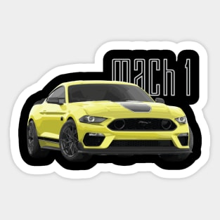 MACH 1 Mustang GT 5.0L V8 Performance Car Yellow Sticker